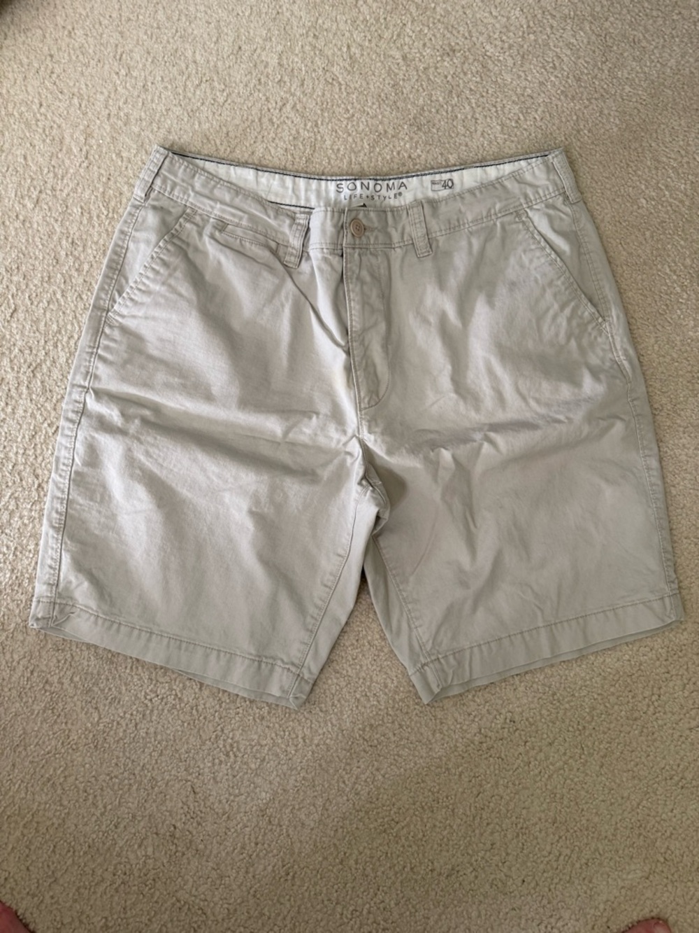 Sonoma Men’s Flat Front Shorts in Light Tan